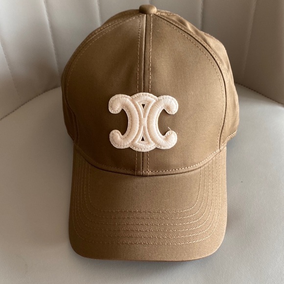 Celine Accessories - Celine Tan Cap with White Emblem